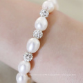 Cultured Pearl Bracelet AAA 7-8mm Rice Mixed Color Braid Natural Pearl Bracelet